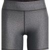 Under Armour UA HeatGear Armour Mid-Rise Middy Shorts for Women Charcoal Light Heather/Black